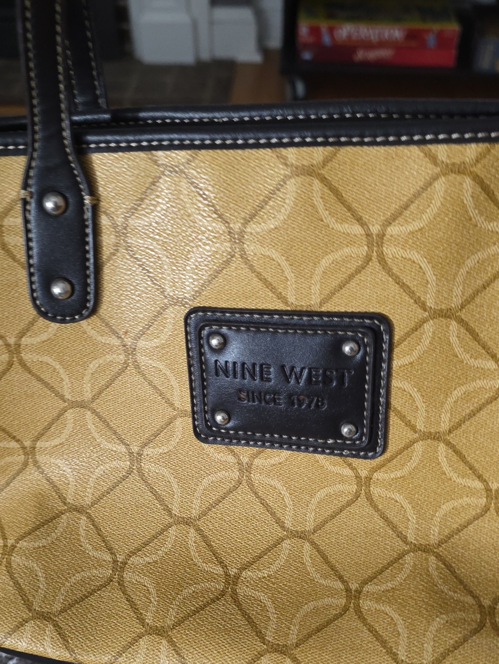 Nine West Mustard Tote with Black Trim